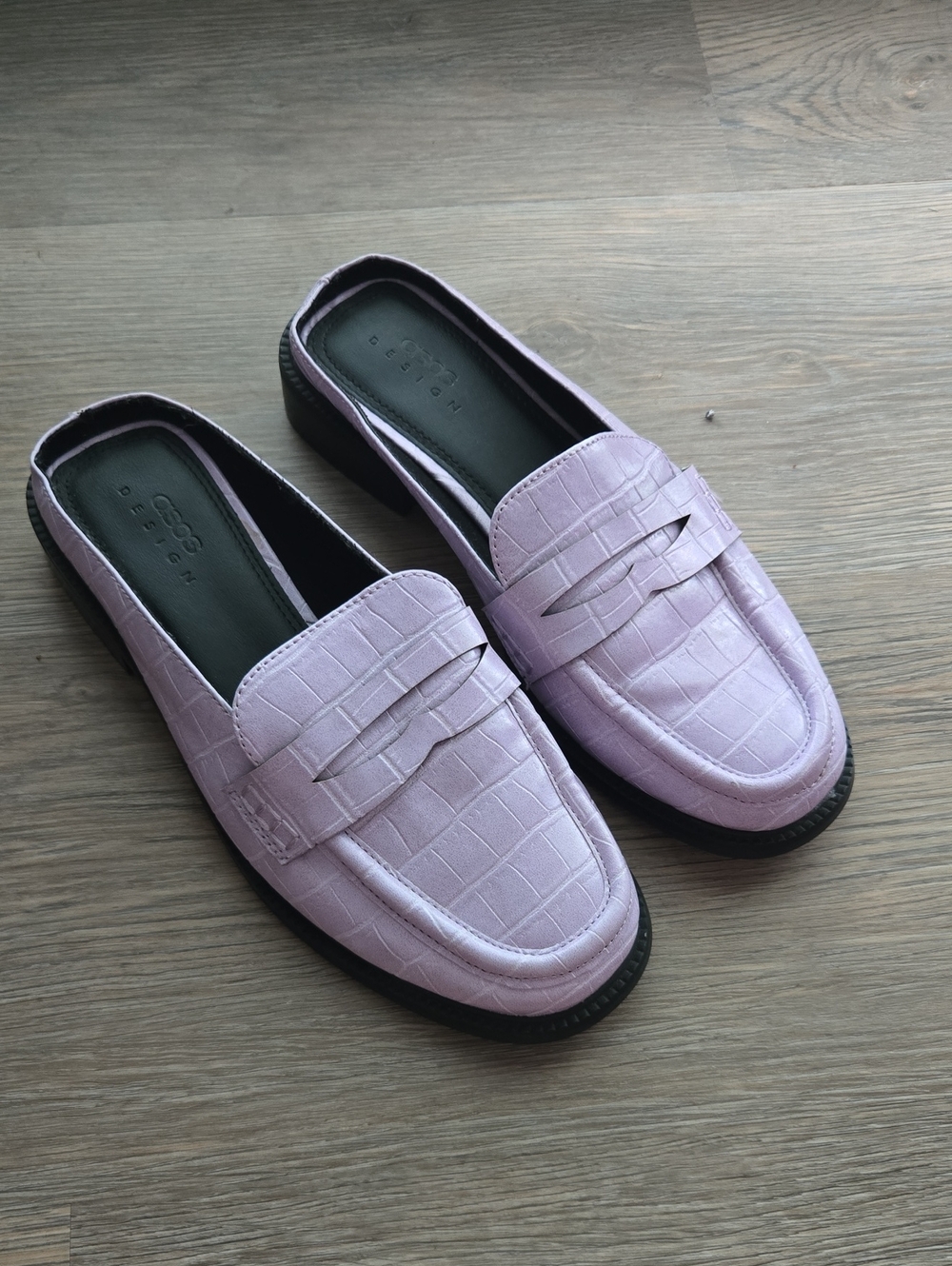 ASOS Lilac Croc-Embossed Loafers